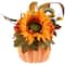 10" Autumn Harvest Pumpkin with Sunflowers, Mums & Pine Cones Décor
